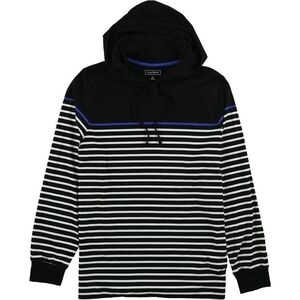 Club Room Black and White Striped Hoodie with Blue Detail